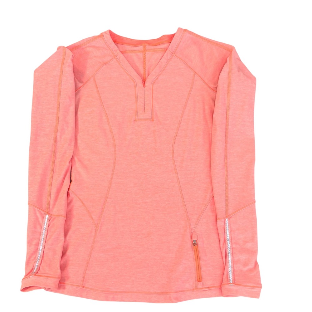 Lululemon love some run shirt size‎ 4 coral pink 1/4 zip thumb holes